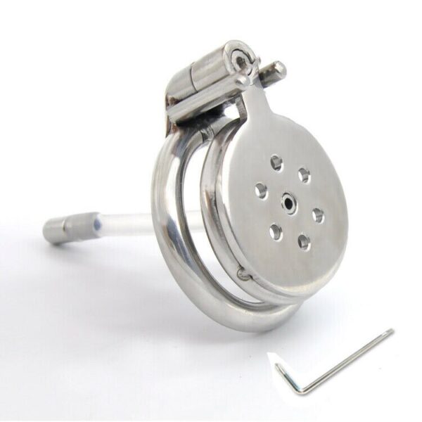 Flat Chastity Cage with Metal Urethral Catheter — product image 6