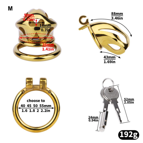 Gold Metal Classic Chastity Cage – S / M / L — product image 3