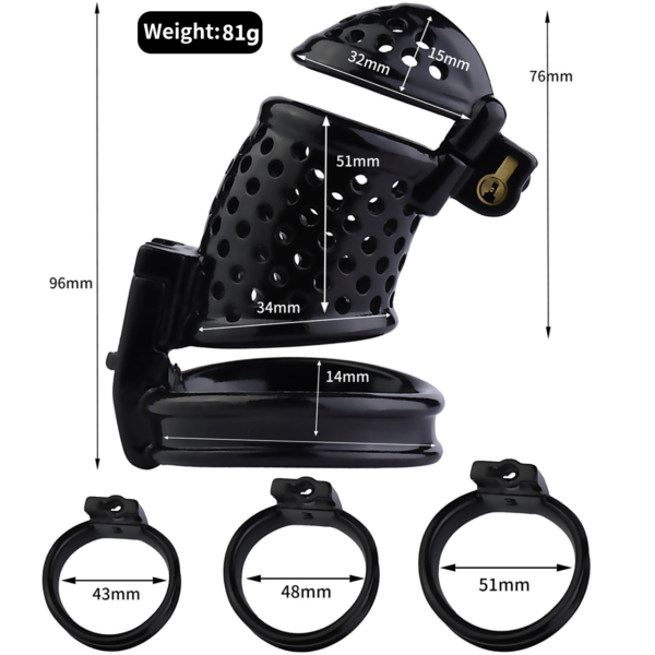 Dual-Lock 3D Printed Resin Chastity Cage with Removable Cap — product image 17