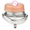 Detachable Small Pussy Flat Chastity Cage with Catheter — product image 5