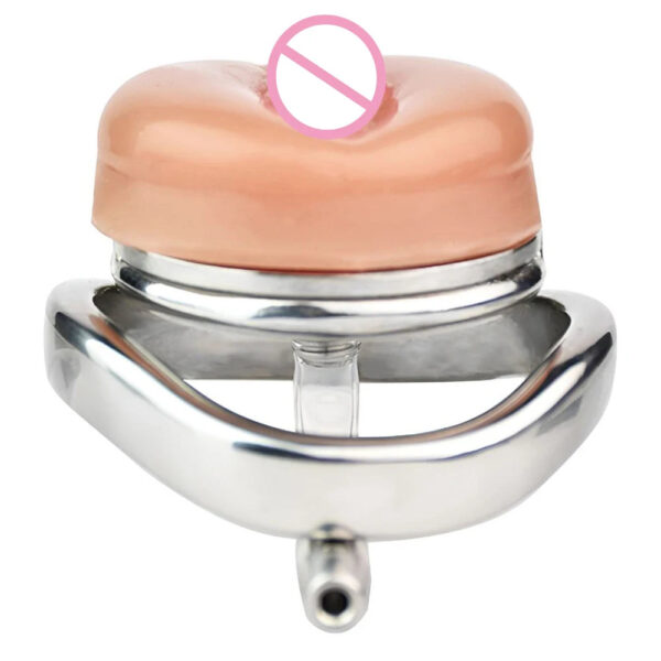 Detachable Small Pussy Flat Chastity Cage with Catheter — product image 5