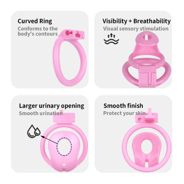 Lightweight Hard Resin Chastity Cage – Black & Pink — product image 3