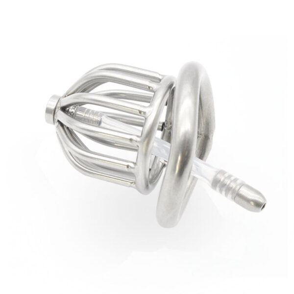 Small Metal Hollowed Chastity Cock Cage with Silicone Catheter — image 3 Small Metal Hollowed Chastity Cock Cage with Silicone Catheter — product image 3