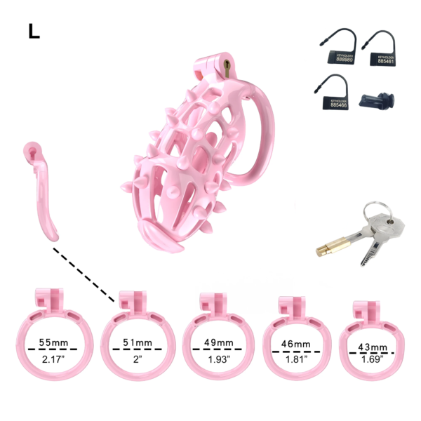 Pink Chastity Cage with Detachable Silicone Spikes — product image 12
