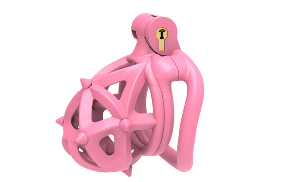 Pink Resin Chastity Cage with Detachable Soft Spikes — product image 8