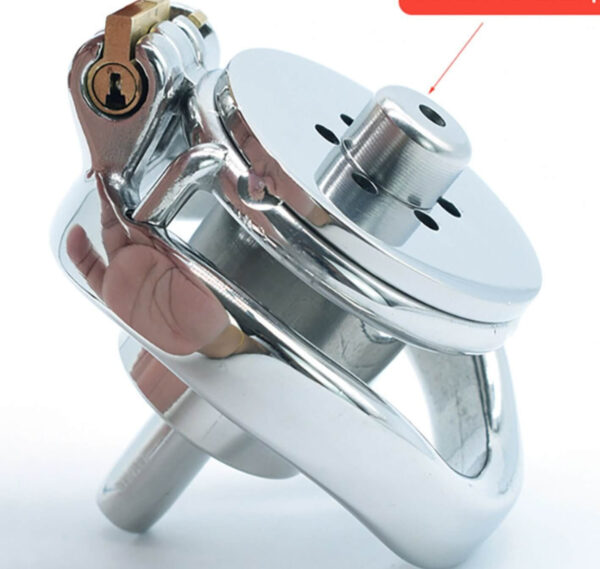 Flat Inverted Chastity Cage with Removable Stainless Steel Urethral Catheter — product image 3