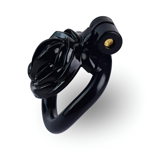 Rose Flat Chastity Cage with 4 Rings – Black / Pink / White — product image 12