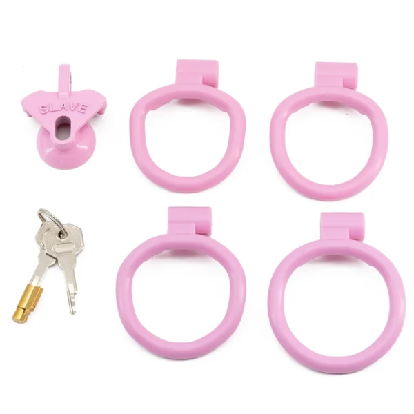 Slave Flat / Negative Chastity Cage with 4 Rings – Multicolor — product image 10
