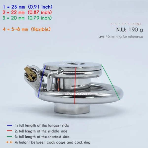 Flat Inverted Chastity Cage with Removable Stainless Steel Urethral Catheter — product image 9