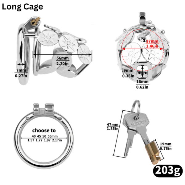 Stainless Steel Snake Guard Locking Chastity Cage (Short / Long) — product image 3