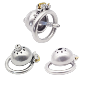 Stainless Steel Round Cock Cage with Urinary Catheter — image 1 Stainless Steel Round Cock Cage with Urinary Catheter — product image 1