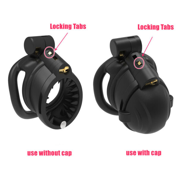 Double-Locked Black Resin Chastity Cage with Removable Cap and Spikes — product image 6