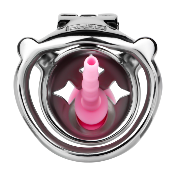 Small Metal Chastity Cage with Black or Pink Soft Pussy Catheter — product image 16