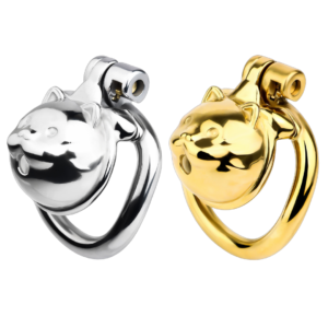 Lucky Cat Stainless Steel Chastity Cage – Silver / Gold — image 1 Lucky Cat Stainless Steel Chastity Cage – Silver / Gold — product image 1