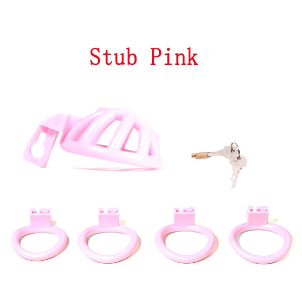 Pink Small Sissy Chastity Cage With 4 Base Rings – Micro / Negative / Stub — product image 15