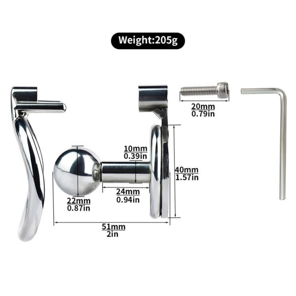 Flat Inverted Chastity Cage with Metal Ball Plug — product image 7