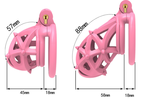 Pink Resin Chastity Cage with Detachable Soft Spikes — product image 9