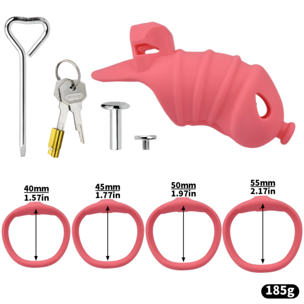 Soft Silicone Chastity Cage with Invisible Lock and 4 Base Rings — product image 16