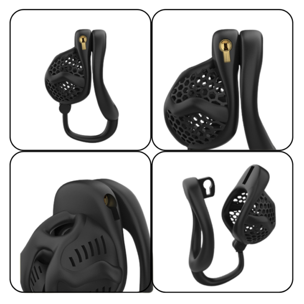 Lightweight Resin Chastity Cage Set – Black / Pink — product image 6