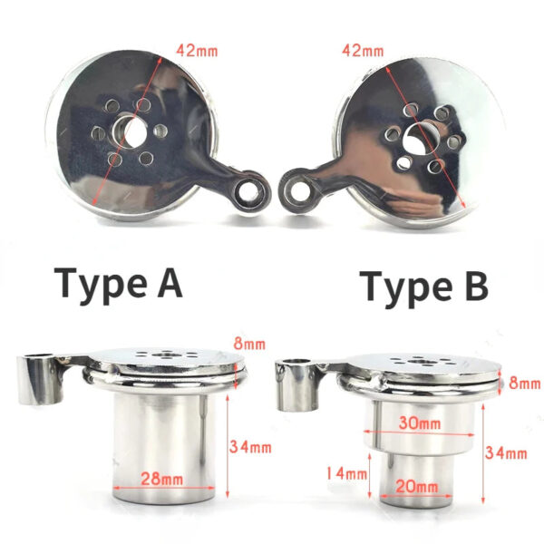 Inverted Chastity Cage with Long Metal Urethral Tube and PU Belt – Type B — product image 7
