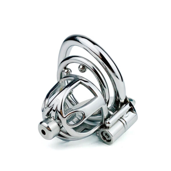 Male Stainless Steel Chastity Cage With Silicone / Metal Urethral Tube — product image 6