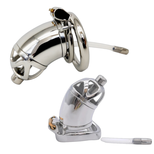 Metal Chastity Cage with Removable Urethral Insert — product image 1
