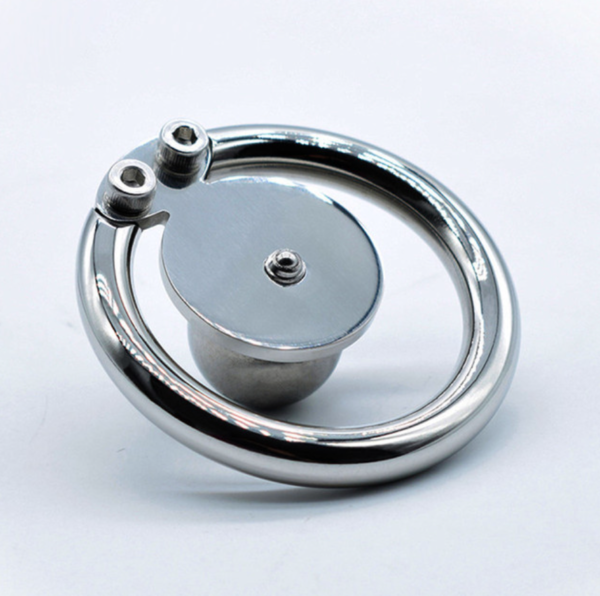 Flat Disc Inverted Chastity Cage with Steel Ball and Urethral Plug — product image 7