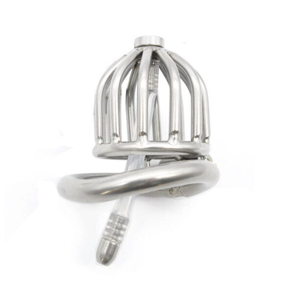 Small Metal Hollowed Chastity Cock Cage with Silicone Catheter — image 4 Small Metal Hollowed Chastity Cock Cage with Silicone Catheter — product image 4