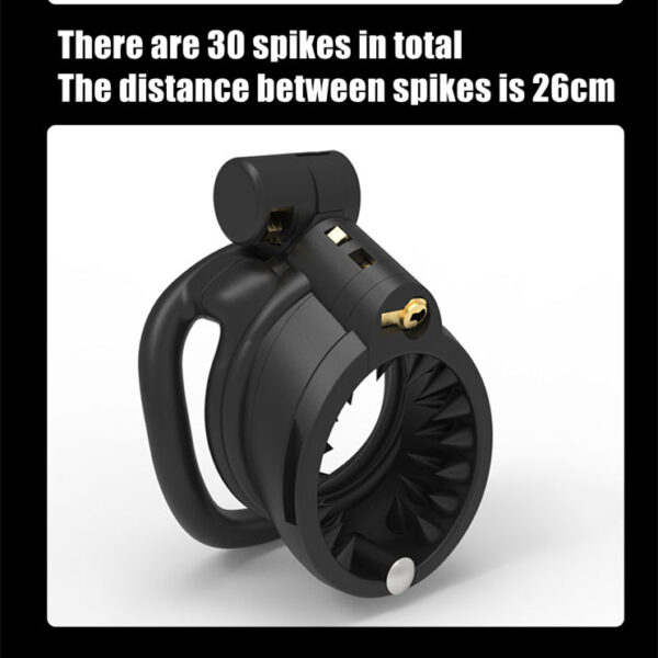 Double-Locked Black Resin Chastity Cage with Removable Cap and Spikes — product image 7