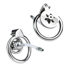 Flat Inverted Chastity Cage with Silicone Urethral Tube — product image 1