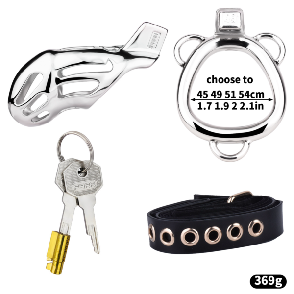 Breathable Metal Chastity Cage with Strap and Anal Plug — image 8 Breathable Metal Chastity Cage with Strap and Anal Plug — product image 8