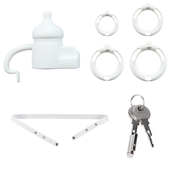 Silicone Baby Bottle Chastity Cage with 4 Locking Rings — product image 13