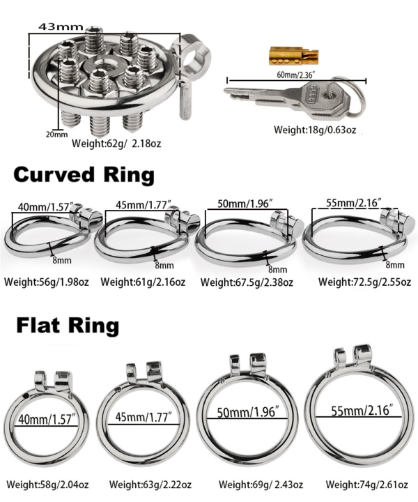 Flat Metal Chastity Cages with Removable Spikes — product image 4