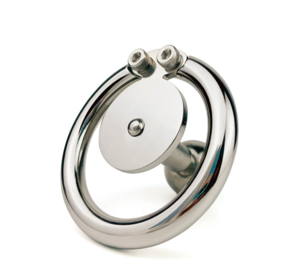 Flat Disc Inverted Chastity Cage with Steel Ball and Urethral Plug — product image 8