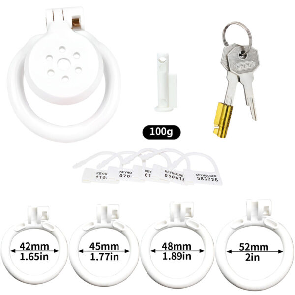 NEW Resin Flat Chastity Cage Set – White — product image 4