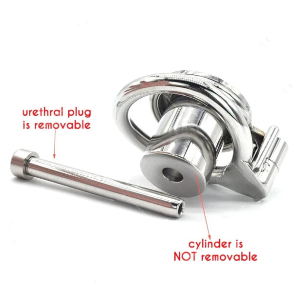 Inverted Chastity Cage with Long Metal Urethral Tube and PU Belt – Type B — product image 6