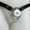 Small Short Inverted Chastity Cage with Strap and Silicone / Metal Urethral Tube — product image 2