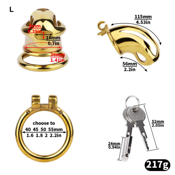 Gold Metal Classic Chastity Cage – S / M / L — product image 4
