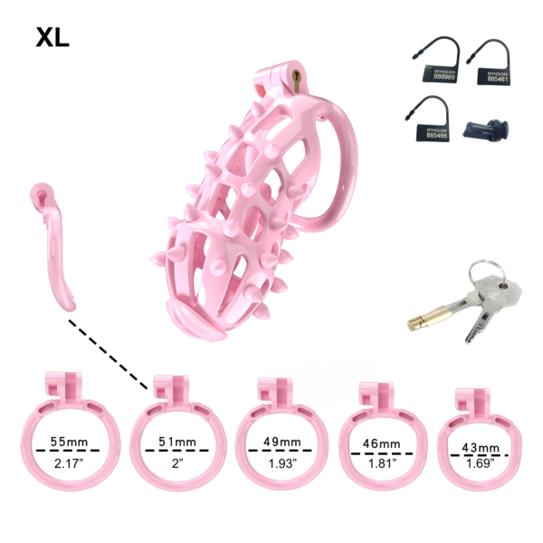 Pink Chastity Cage with Detachable Silicone Spikes — product image 14