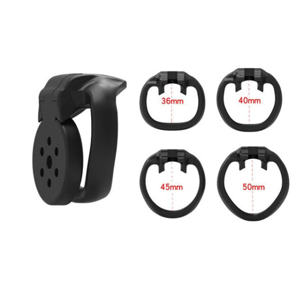Super Small Flat Resin Chastity Cage 4 Penis Rings — product image 9