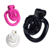 Rose Flat Chastity Cage with 4 Rings – Black / Pink / White — product image 1