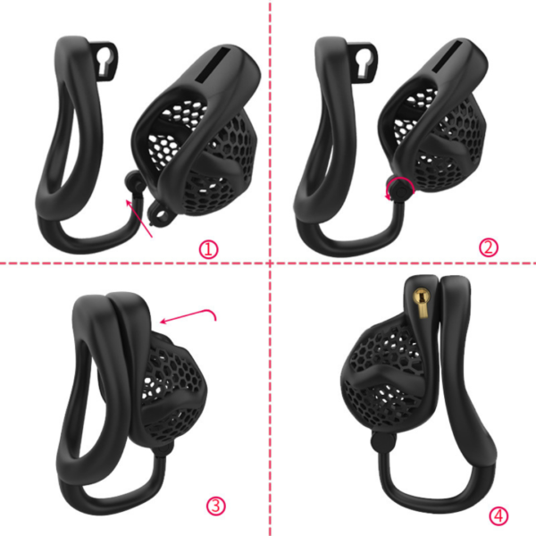 Lightweight Resin Chastity Cage Set – Black / Pink — product image 5
