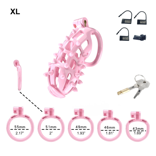 Pink Chastity Cage with Detachable Silicone Spikes — product image 13