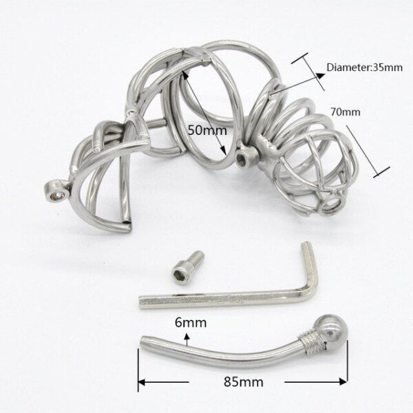 Hollow Full Covered Cock Cage with Urethral Catheter Tube — product image 2