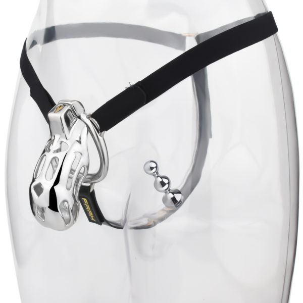 Breathable Metal Chastity Cage with Strap and Anal Plug — image 2 Breathable Metal Chastity Cage with Strap and Anal Plug — product image 2