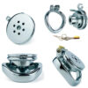 Small Short Inverted Chastity Cage with Strap and Silicone / Metal Urethral Tube — product image 8
