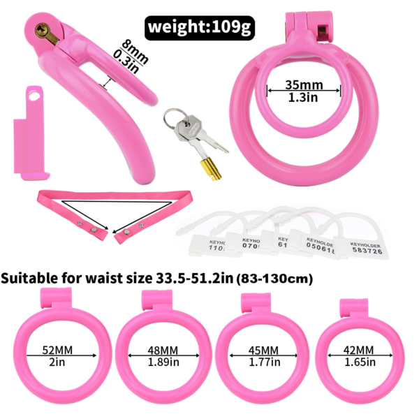 Lockable Resin Cock Ring Chastity Cage – Blue / Black / Pink / White — product image 8