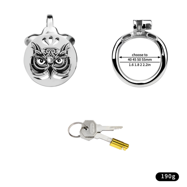 Midnight Owl Flat Chastity Cage with Removable Metal Catheter — product image 3