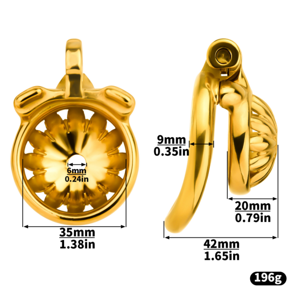 Gold Sunflower Tiny Chastity Cage — product image 2