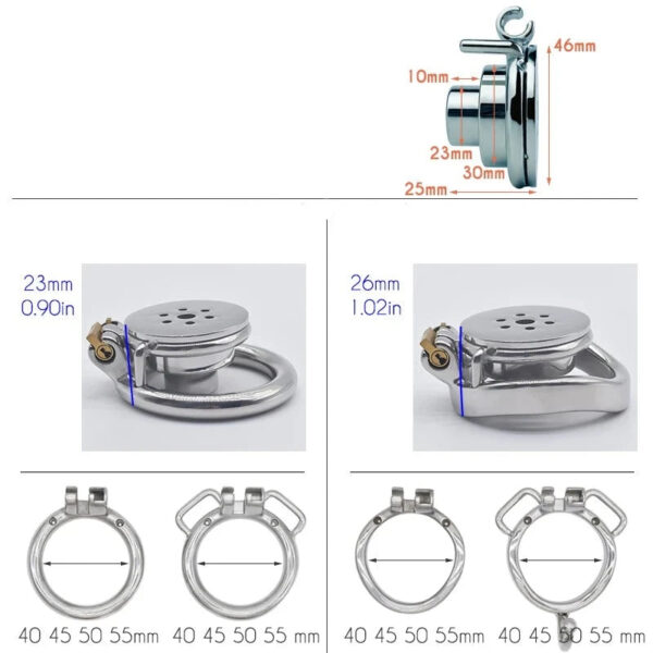 Small Short Inverted Chastity Cage with Strap and Silicone / Metal Urethral Tube — product image 11